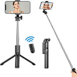 Selfie Stick com Bluetooth e mini tripé Selfie Stick Rotação 360º com Controlo Remoto