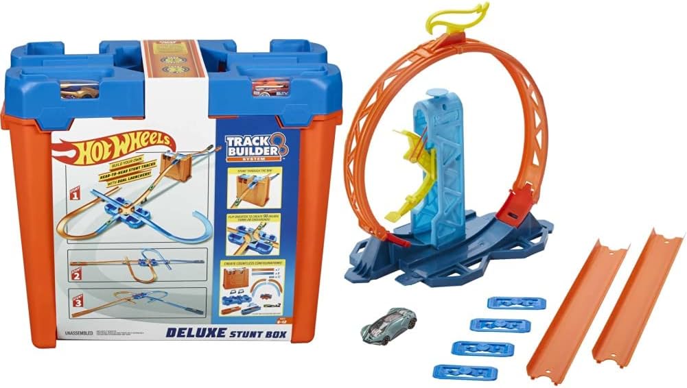 Hot Wheels Track with Ramps Deluxe Stunt Box + Acessórios para Pistas de carros Acelerador de Loop