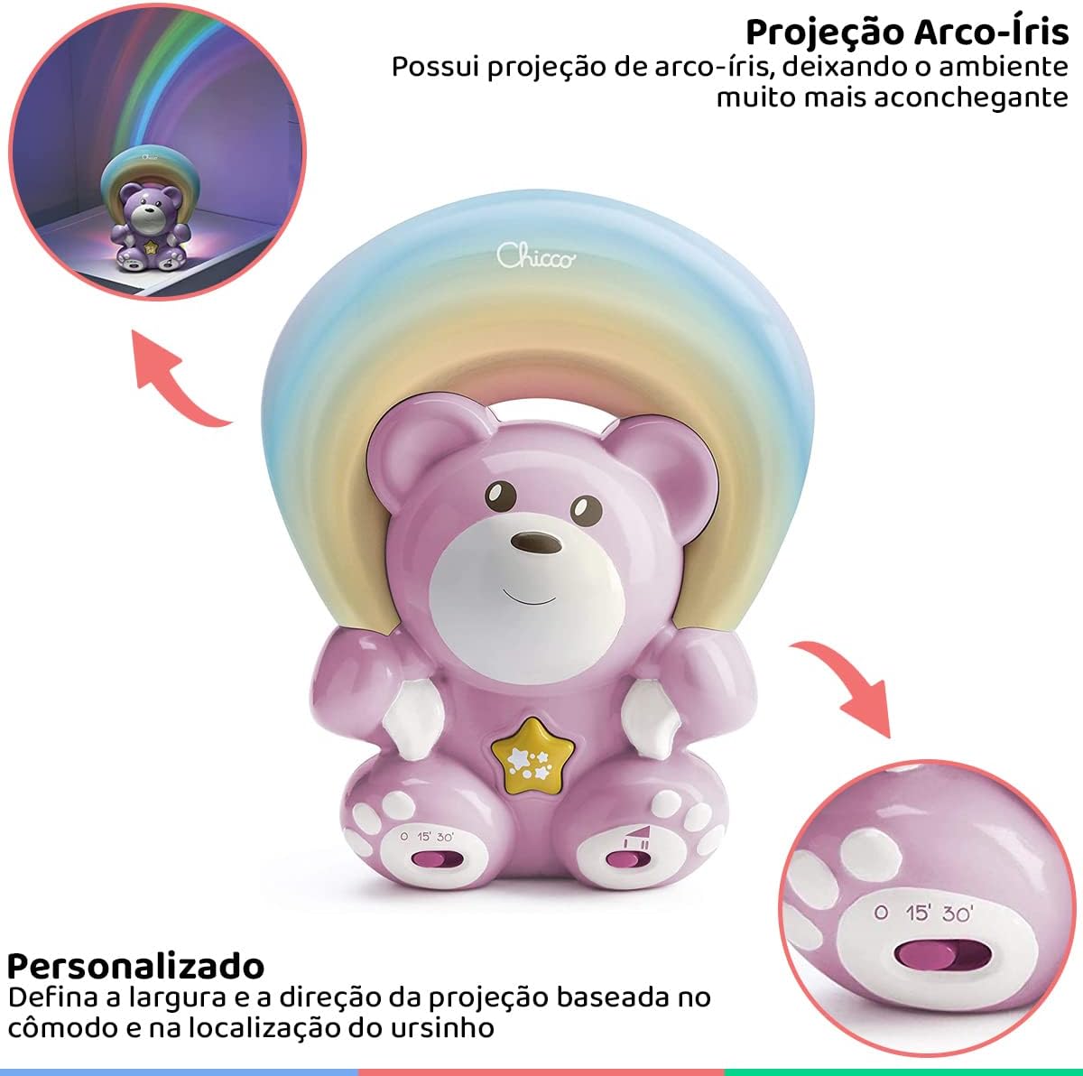 Chicco Projetor de arco-íris com Luz e Música