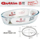 Assadeira de Vidro Oval Quttin Cristal 26x18cm 1.8l