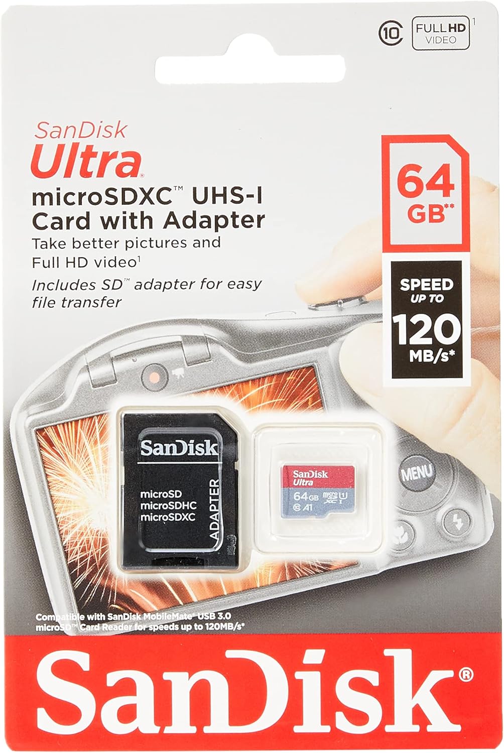 Cartão de memória SanDisk Ultra 64 GB microSDXC + Adaptador