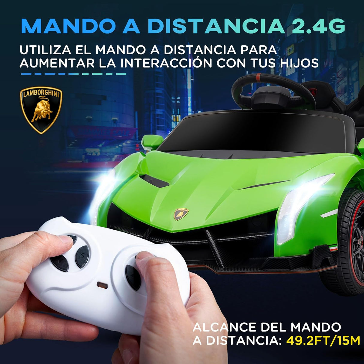 Lamborghini Veneno 12V Carro Telecomando para Crianças Verde