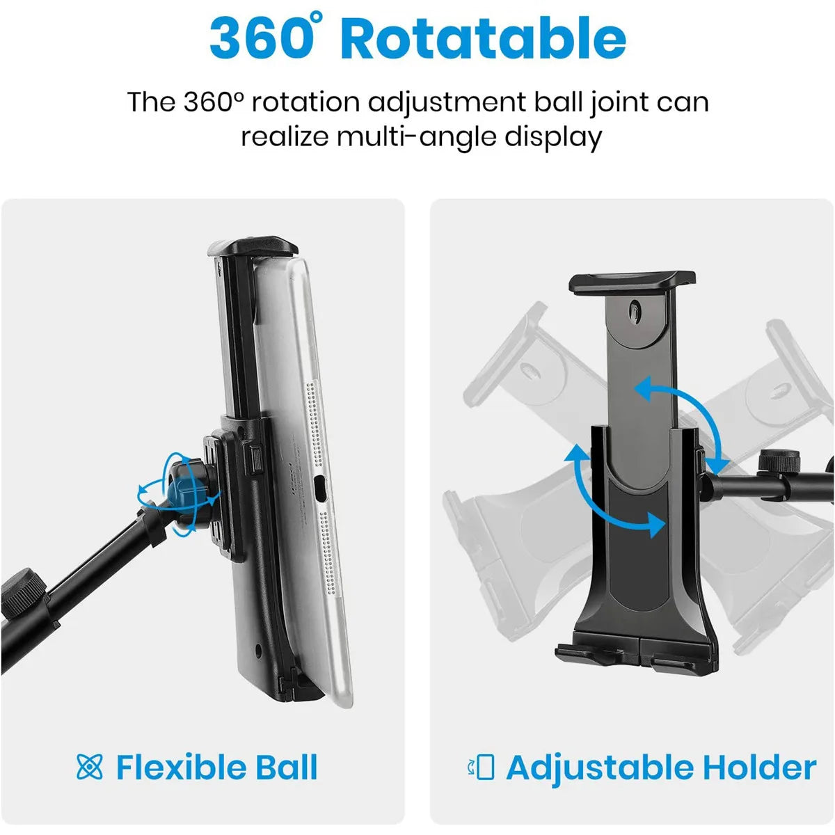 Suporte de Microfone para Tablet e Telefone Ajustável de 360°