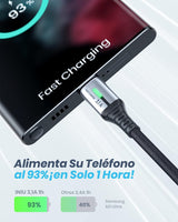 USB C 3.1 Fast Charging Pack 3 Cabos (2x 2m + 1x 0,50m) Nylon Ultra Resistente