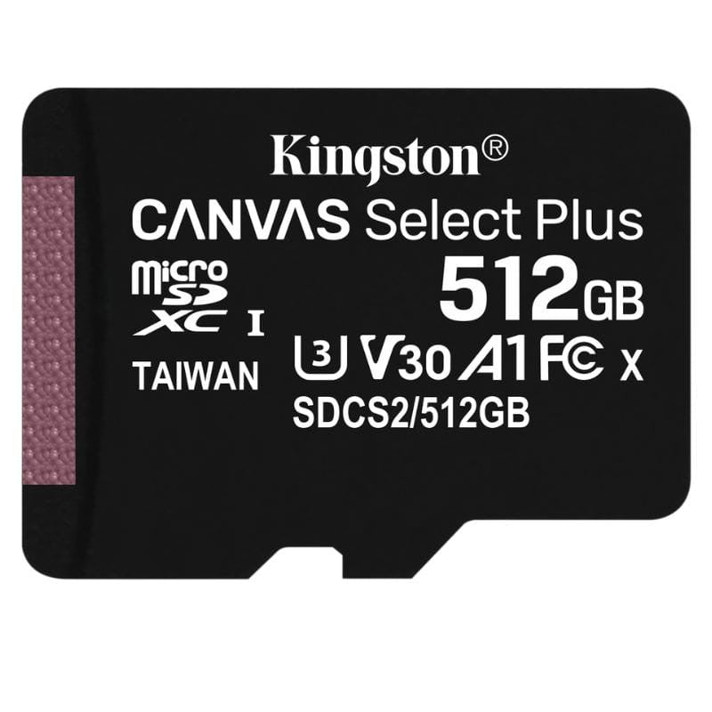 Kingston 512GB MicroSDXC Canvas Select Plus Class 10 UHS-I + Adapter - SDCS2/512GB