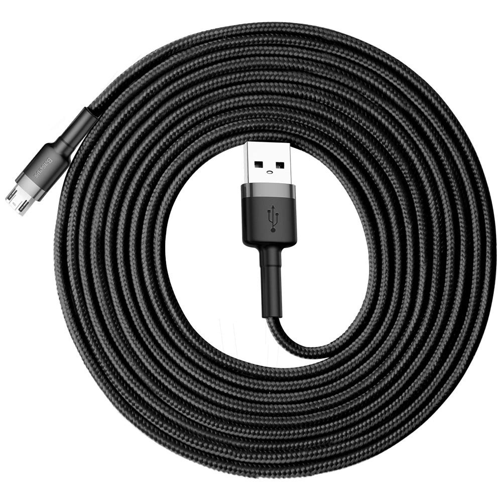 Baseus Cafule Cabo de nylon durável USB / micro USB 2A 3M preto-cinza (CAMKLF-HG1)