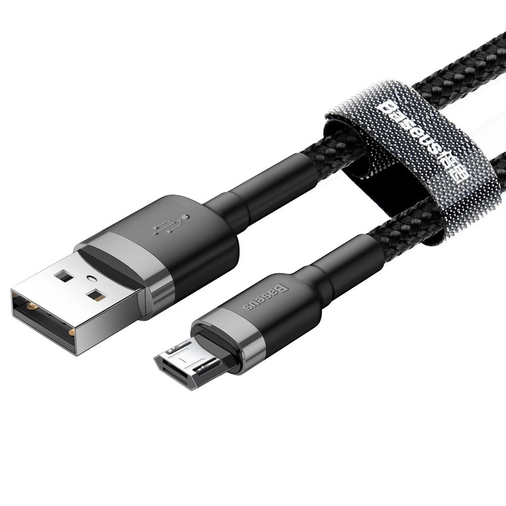 Baseus Cafule Cabo de nylon durável USB / micro USB 2A 3M preto-cinza (CAMKLF-HG1)