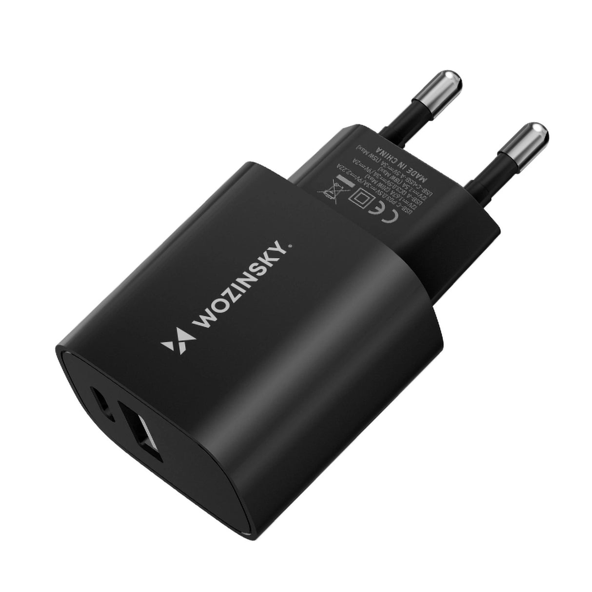 Carregador de parede Wozinsky WGWCB USB-A USB-C 20 W - preto