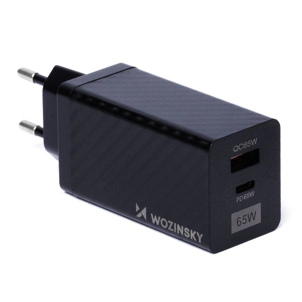 Carregador de rede Wozinsky WWCG01 65W - USB - USB C QC 3.0 - Preto