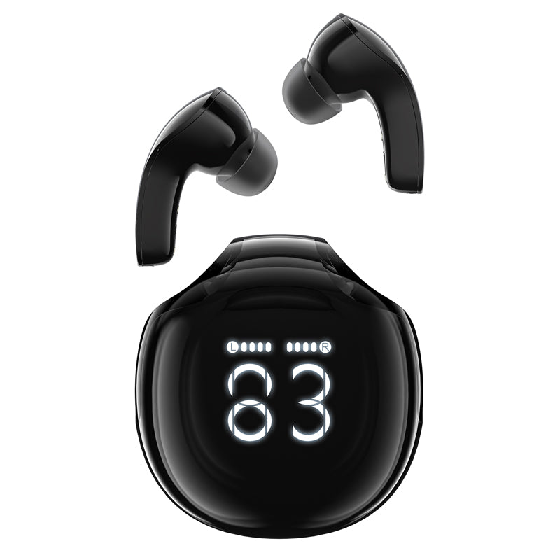 Fones de ouvido sem fio Acefast T9 Bluetooth 5.3 intra-auriculares com display - pretos