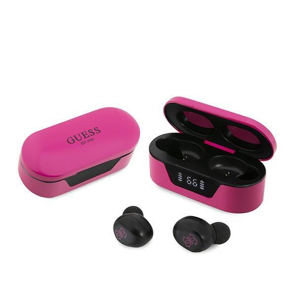 Fones de ouvido Bluetooth Guess TWS + estação de acoplamento - rosa