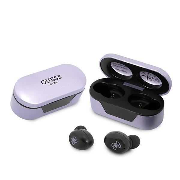 Fones de ouvido Bluetooth Guess TWS + estação de acoplamento - roxo