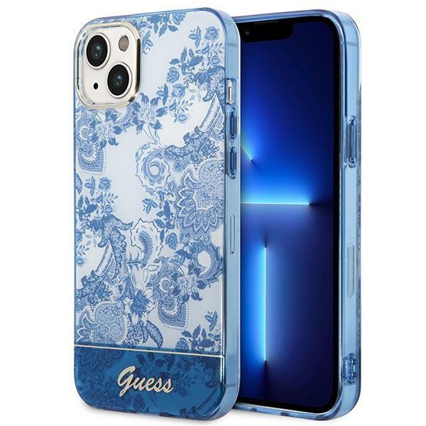 Capa Guess Porcelain Collection para iPhone 14 Plus - azul