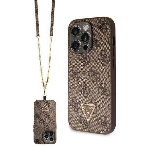 Etui Guess Crossbody com Logo Metal 4G para iPhone 14 Pro Max - castanho