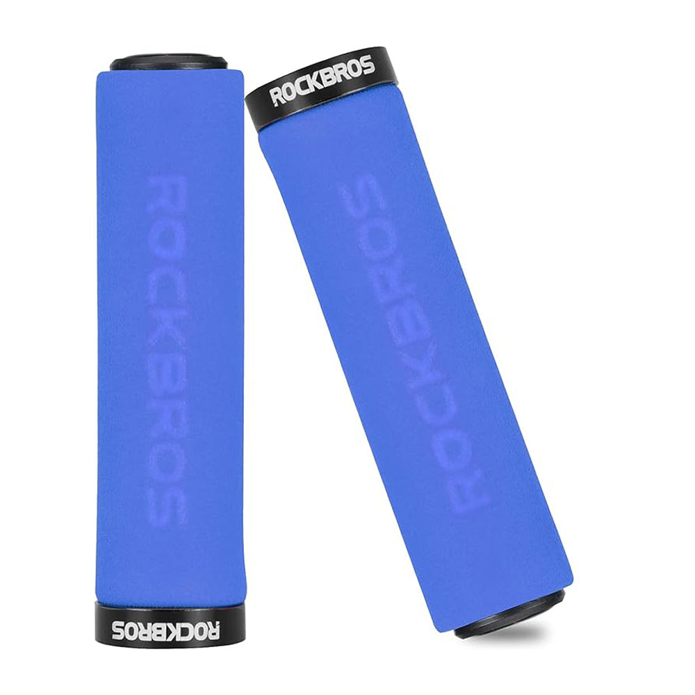 Manoplas para guidão de bicicleta Rockbros BT1001BLBK de esponja - azul e preto