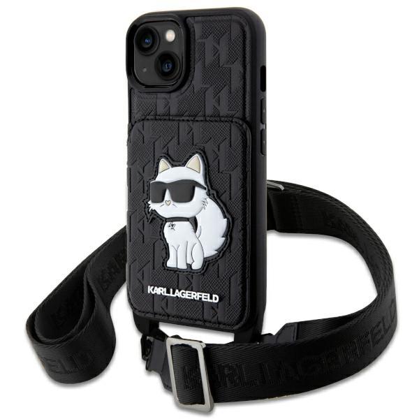 Etui Karl Lagerfeld Crossbody Saffiano Monogram Choupette para iPhone 14 - preto