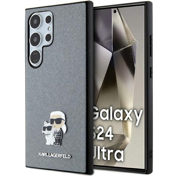 Estojo Karl Lagerfeld Saffiano Karl&Choupette com Pino Metálico para Samsung Galaxy S24 Ultra - cinza