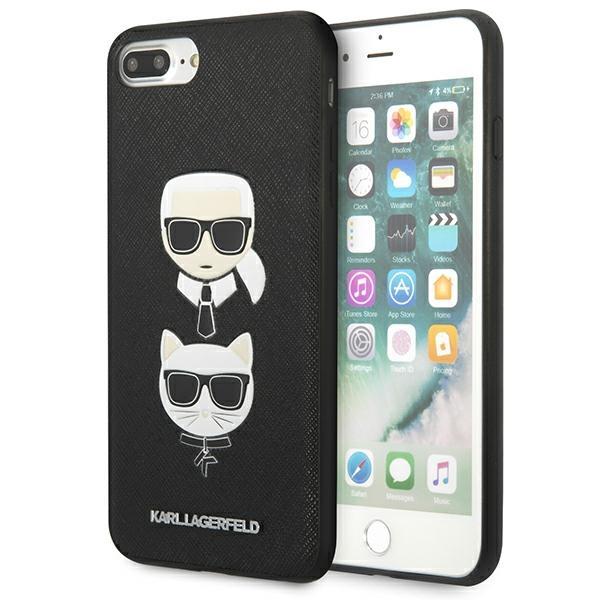 Capa Karl Lagerfeld Saffiano Karl&Choupette Head para iPhone 7 Plus / iPhone 8 Plus - preta