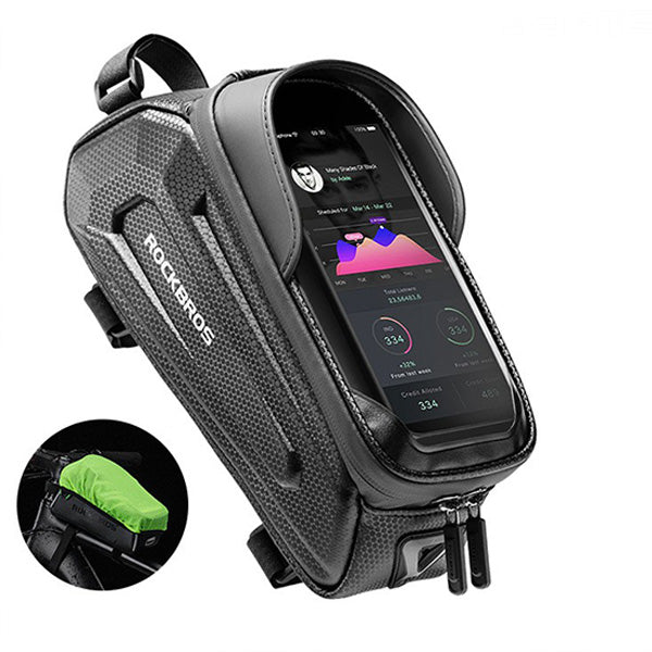 Alforje Rockbros B68 para quadro de bicicleta blindado com capa para telefone 1.5l - preto".