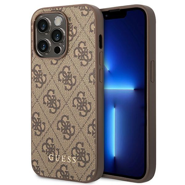 Capa Guess 4G Metal Gold Logo para iPhone 14 Pro Max - castanho