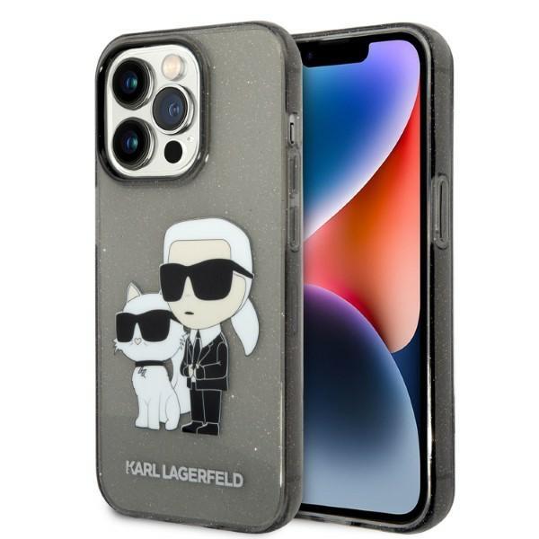 Estojo Karl Lagerfeld Glitter Karl&Choupette para iPhone 14 Pro - preto