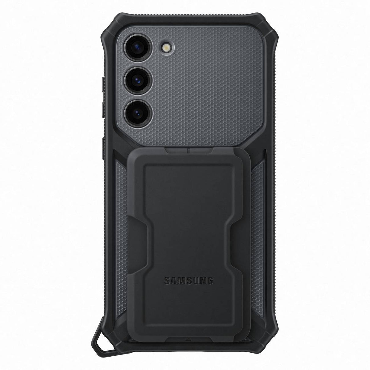 Capa robusta para dispositivo Samsung, etui Samsung Galaxy S23+ capa blindada com suporte de anel e base na cor cinza (EF-RS916CBEGWW)