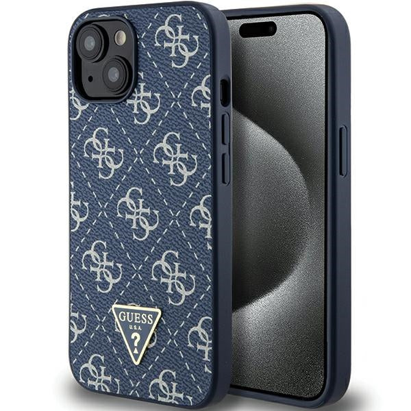 Etui Guess 4G Triangle Metal Logo para iPhone 15 / 14 / 13 - azul