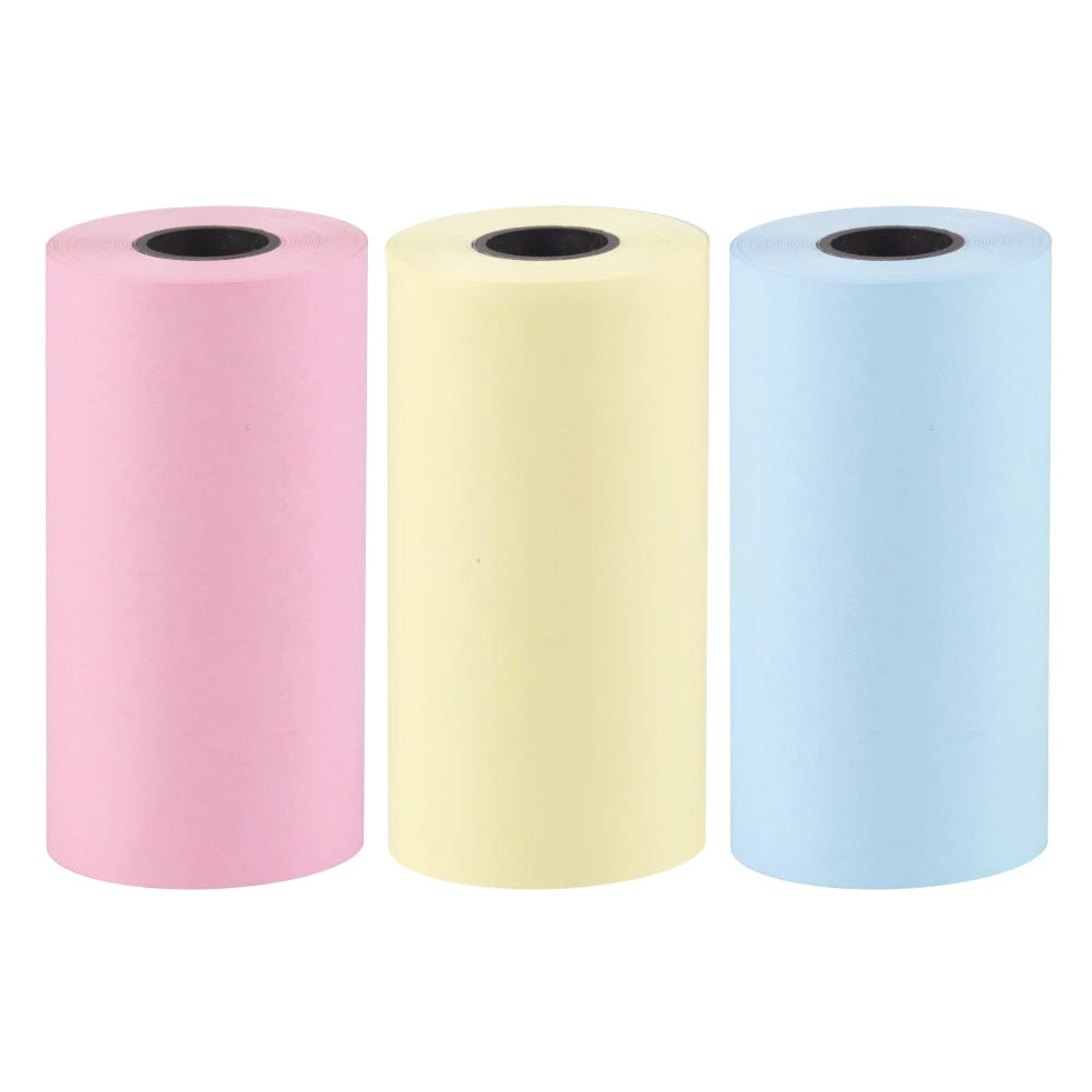 Conjunto de rolos de papel colorido para mini impressora térmica gato HURC9 - 3 peças.