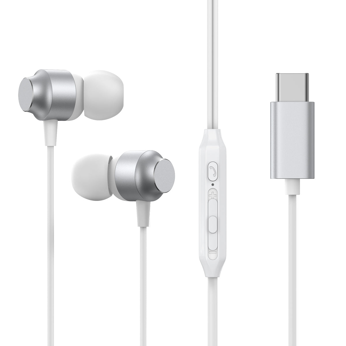 Fones de ouvido intra-auriculares USB-C Joyroom JR-EC06 - prateados