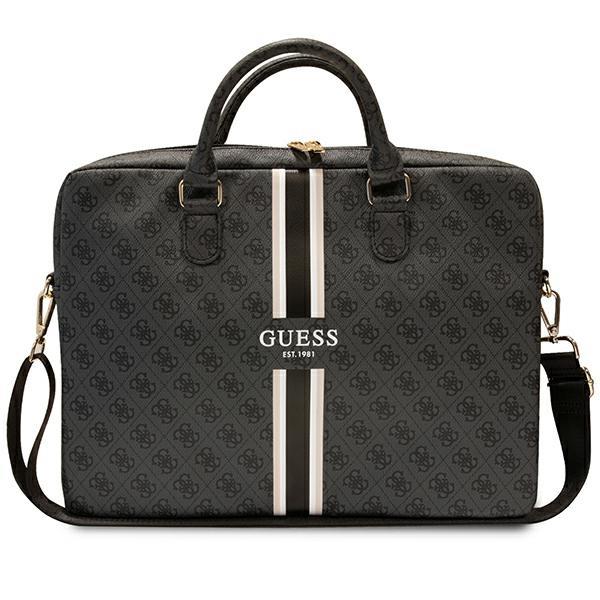 Bolsa Guess 4G com Estampas Listradas para Laptop de 16" - preta"