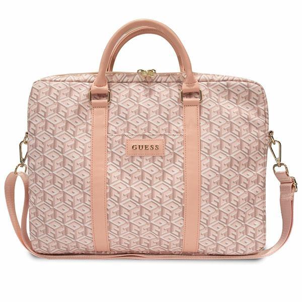 Bolsa Guess GCube Stripes para laptop de 16" - rosa"