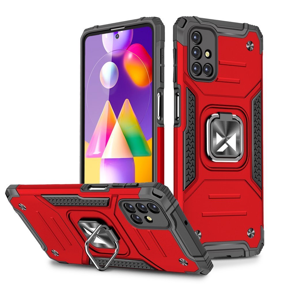 Wozinsky Ring Armor capa híbrida blindada + suporte magnético para Samsung Galaxy M31s Vermelho