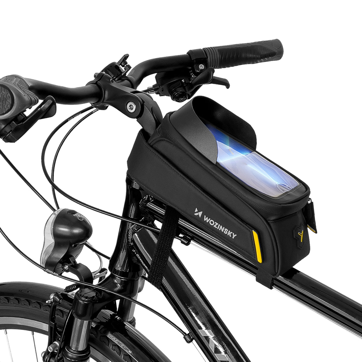 Wozinsky bolsa de bicicleta para quadro com estojo para telefone 1l preto (WBB25BK)