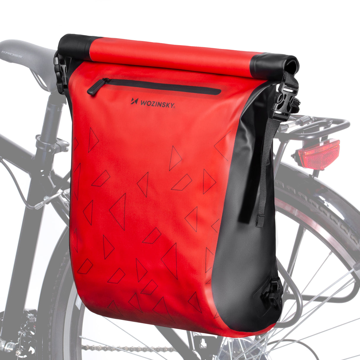 Wozinsky mochila impermeável para bagageiro de bicicleta bolsa de bicicleta 2 em 1 23l vermelha (WBB31RE)