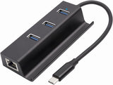 USB C Hub 4 em 1 - 3X USB 3.0 RJ45