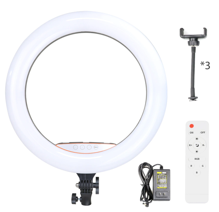 Anel de LED Ring Light 45CM - Suporta 3 Dispositivos com Comando e Tripé 2M