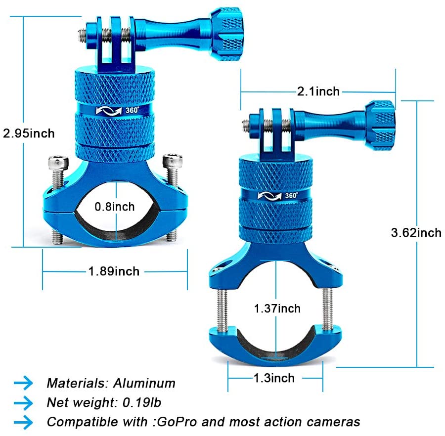 Suporte de Bicicleta em Alumínio para Camara de Ação Action Cam com Rotação 360