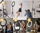 Anel de LED Ring Light 45CM - Suporta 3 Dispositivos com Comando e Tripé 2M