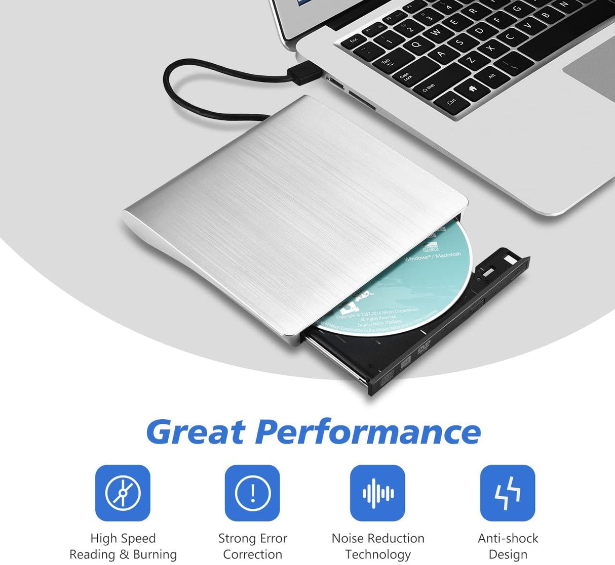 Patuoxun External DVD Drive USB 3.0 CD DVD