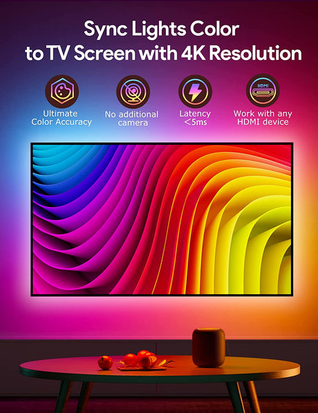 Magicous Sincronizador Ambilight HDMI 2.0 para TV 55" a 65" compatível com Alexa e Google Assistant