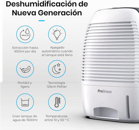 Pro Breeze Desumidificador Premium 1500 ml 20m2