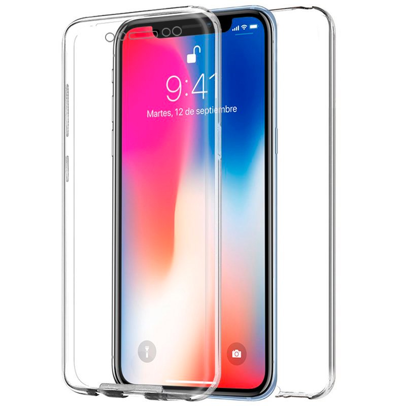 Capa silicone 3D para iPhone X / iPhone XS (frente e verso transparentes)