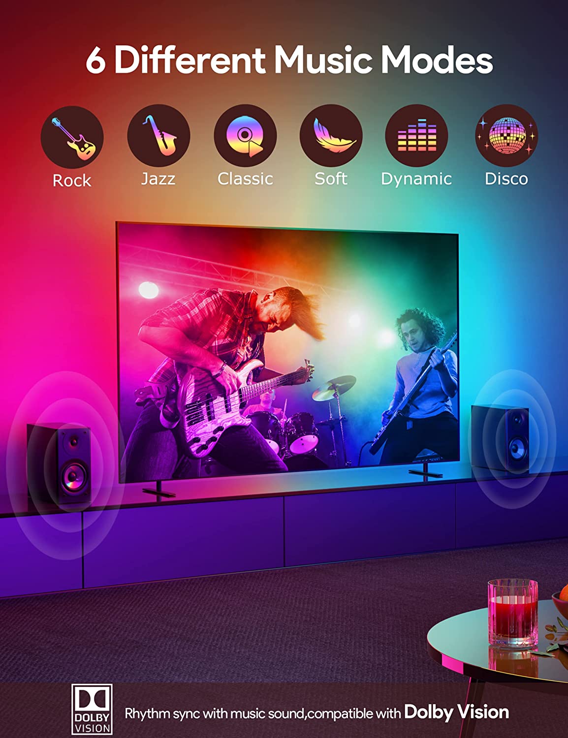 Magicous Sincronizador Ambilight HDMI 2.0 para TV 55" a 65" compatível com Alexa e Google Assistant