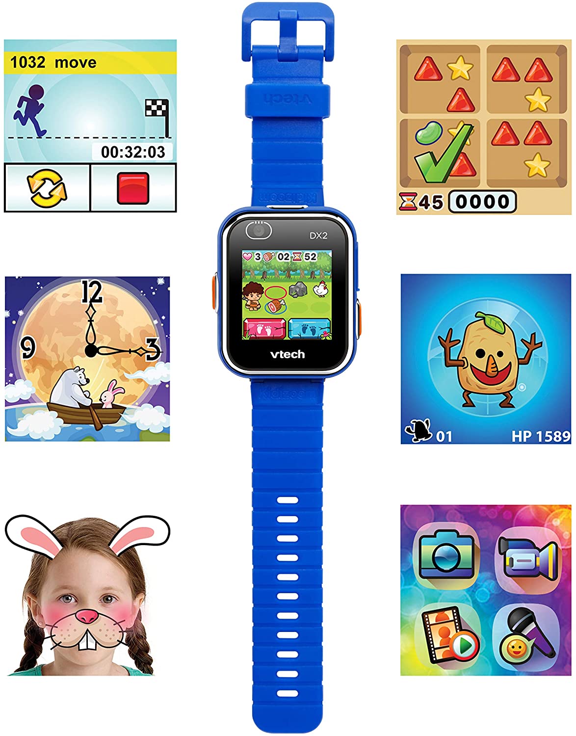 VTech Kidizoom Smartwatch DX2 Selfie Dual Câmara Azul (ESPANHOL)