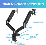 FITUEYES Suporte Monitor de Braço Duplo Articulável  VESA 75 mm e 100 mm