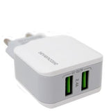 Carregador de Parede Universal 2.4A Duas Portas USB + Cabo Micro USB Branco