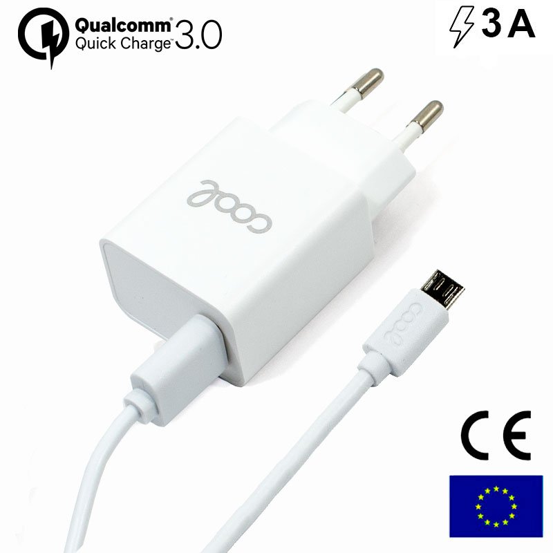 Carregador Micro-USB 3A (Quick Charge) Kit 2 em 1 Branco