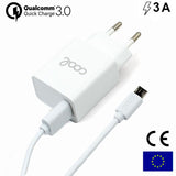 Carregador Micro-USB 3A (Quick Charge) Kit 2 em 1 Branco