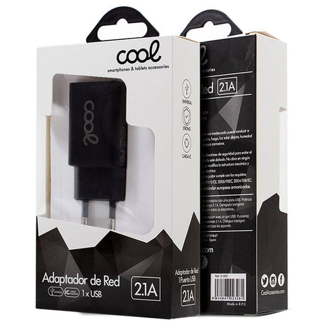 Carregador 1 x USB 2.1 A Black