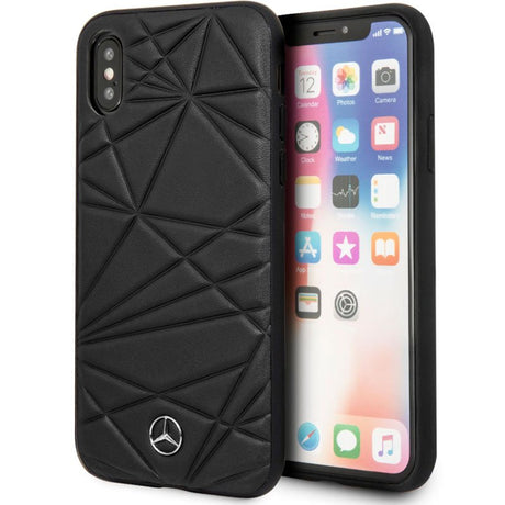 Capa para iPhone X / iPhone XS Couro Preto Mercedes-Benz